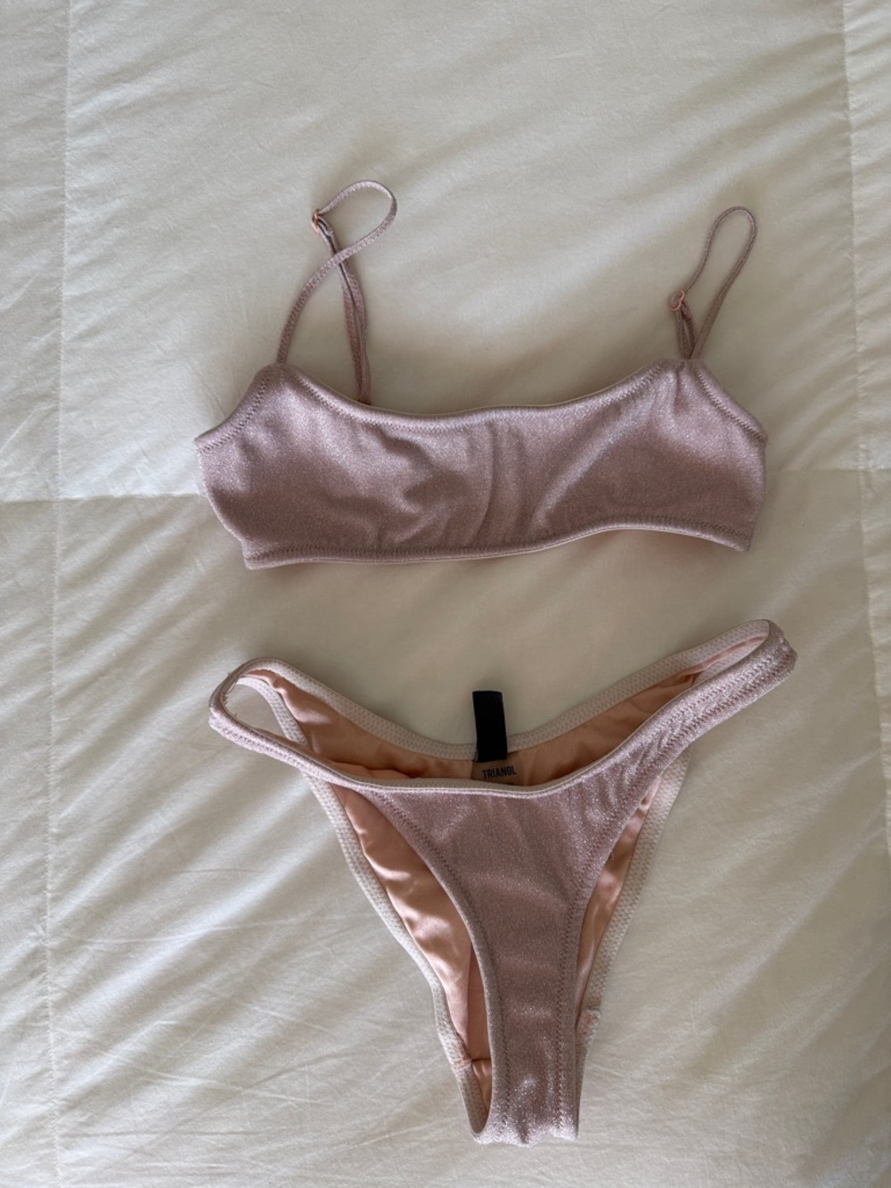 triangl swimwear Pink Shimmer Bikini Set-size Small